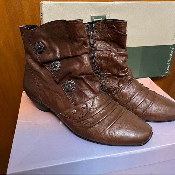 🆕. Joseph Siebel Brown Leather Ankle Boots - Picture 1 of 7